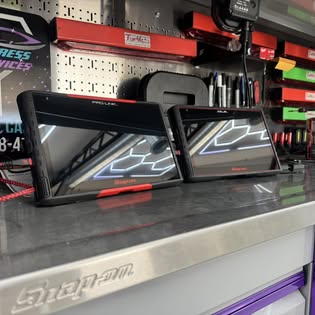 Automotive display accessories inside the J&J Express Services shop